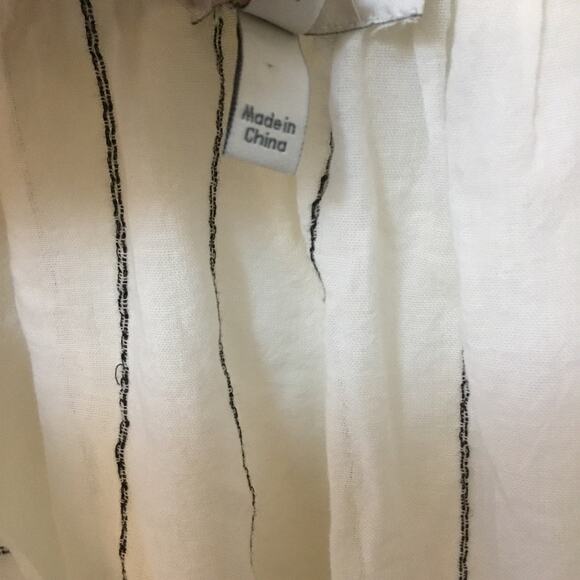 Joie White and Black Striped Peasant Tassel Top - Picture 4 of 15